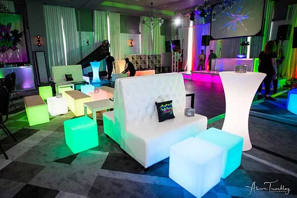 Led And Lounge Furniture Set Up Prior To Event Start
